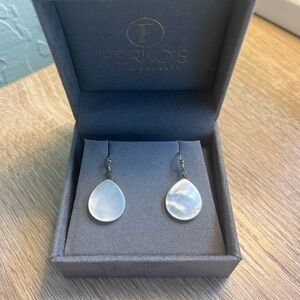 White Moonstone / Abalone Teardrop Earrings
